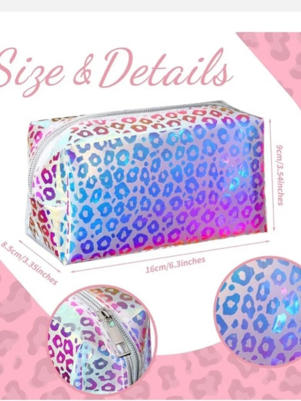 Leopard Print Cosmetic Bag-Zip Pouch (Iridescent 🩷)